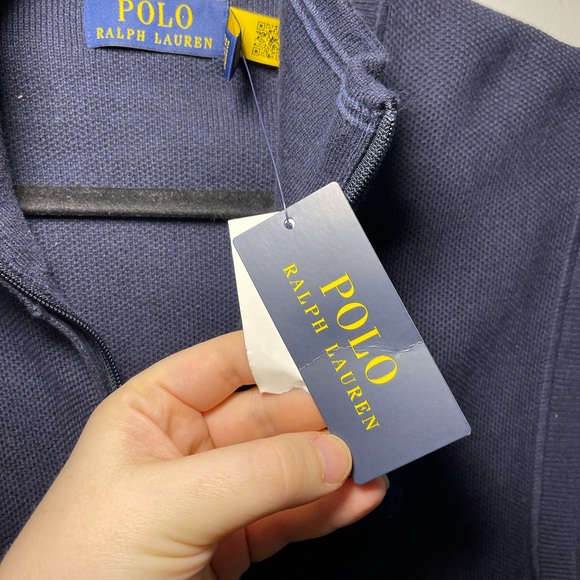 NWT- Polo Ralph Lauren Men’s navy Full zip Cotton sweater Vest in size L - Picture 6 of 8